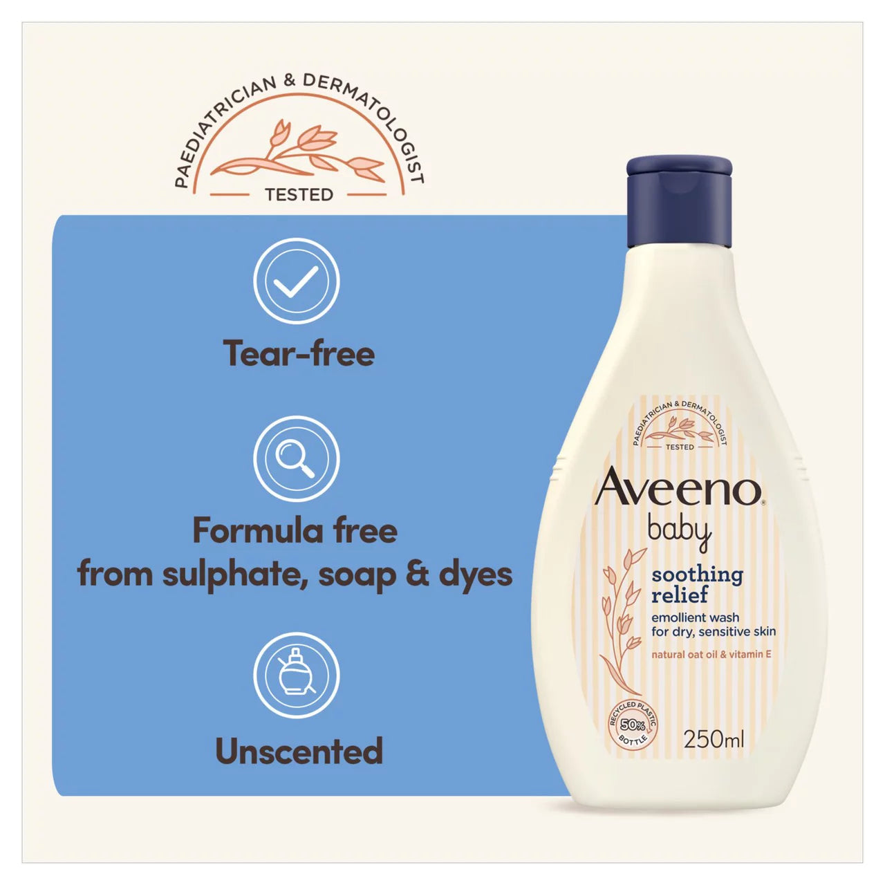 Aveeno Baby Soothing Relief Emollient Wash For Dry, Sensitive Skin 250ml