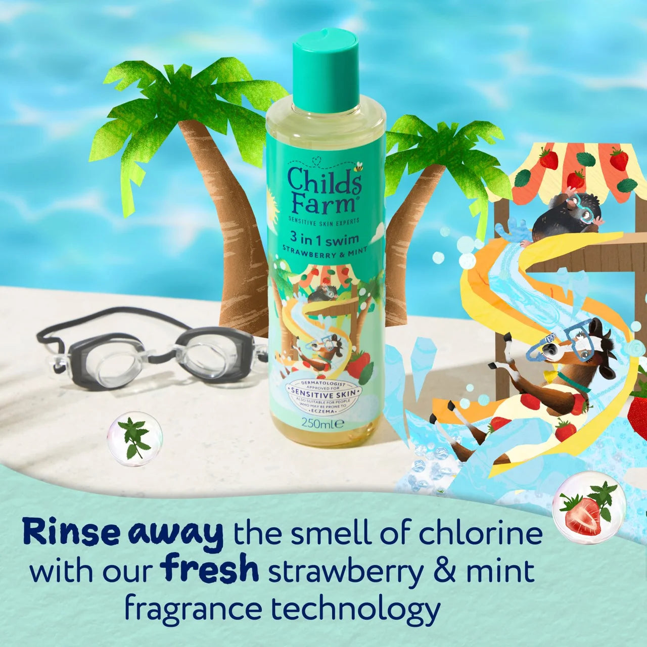 Childs Farm 3 In 1 Swim Sensitive Skin Strawberry & Mint 250ml