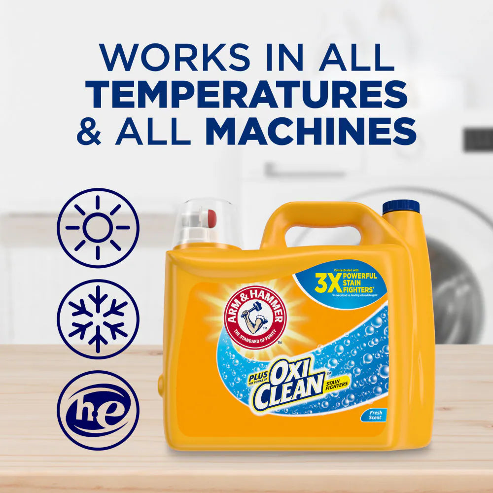 Arm & Hammer Plus OxiClean 5in1 Liquid Laundry Detergent, Fresh, 200 Loads