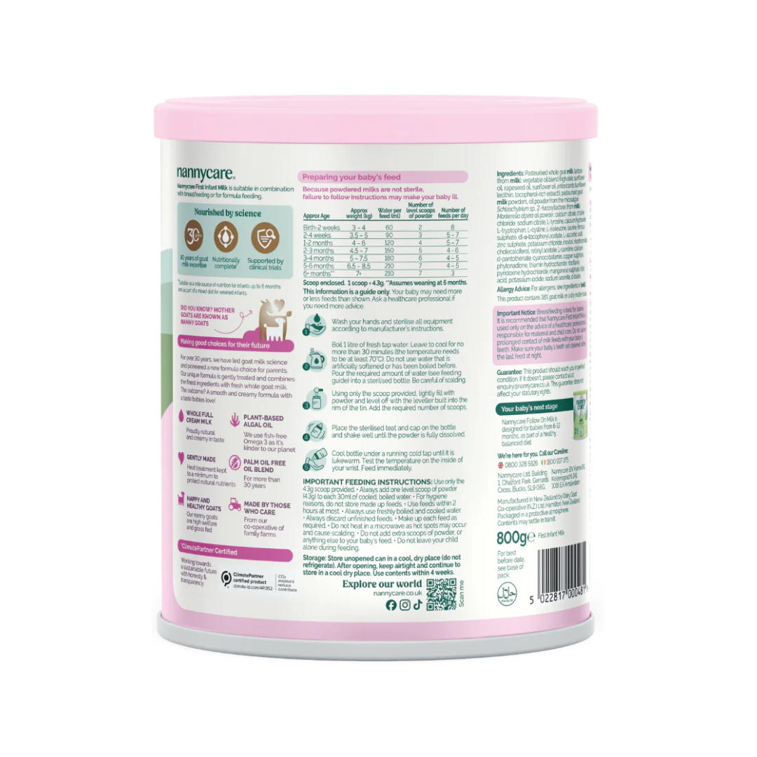 Nannycare 1 Goat Milk Based First Infant, 0-6 Months 800g (NEW)