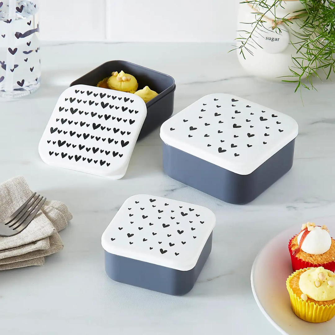 Dunelm Hearts Snack Boxes Set of 3