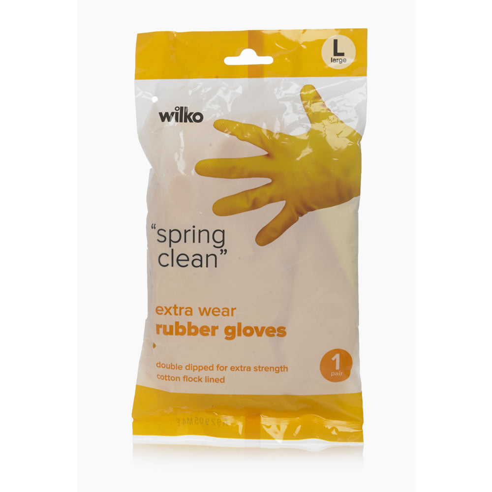 Wilko Yellow Extra Wear Rubber Gloves