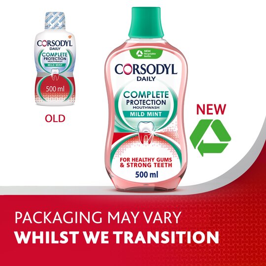 Corsodyl Daily Complete Protection Mild Mint Mouthwash 500ml