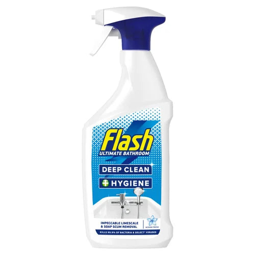 Flash  Deep Clean & Hygiene Anti Bacterial Bathroom Spray Ocean Fresh 800ml