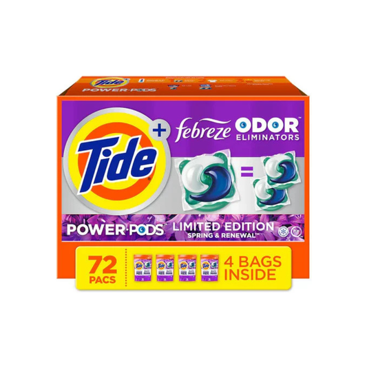 Tide Laundry Pods with Febreze Odor Eliminator 72 Power Pods Spring & Renewal