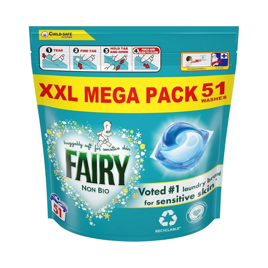Fairy Non Bio Laundry Pods XXL Mega Pack 51 Washes 1178.1g