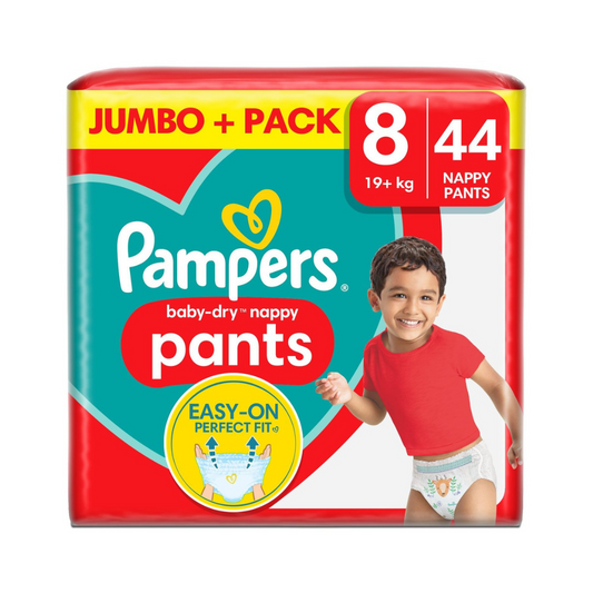 Pampers Baby-Dry Nappy Pants Size 8, 44 Nappies, 19kg+, Jumbo+ Pack