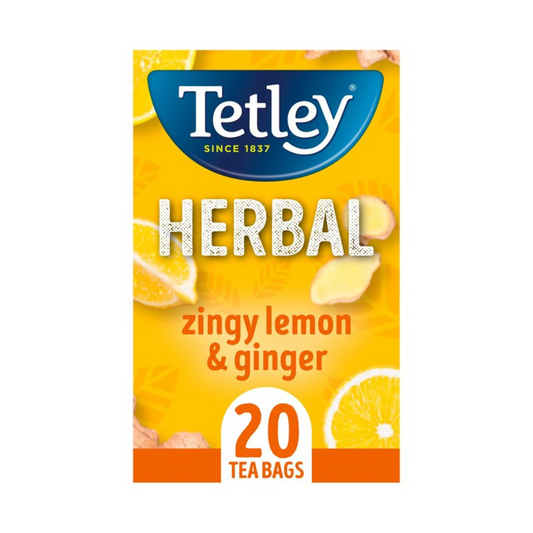 Tetley Herbal Zingy Lemon & Ginger Naturally Caffeine Free Tea Bags 20 per pack