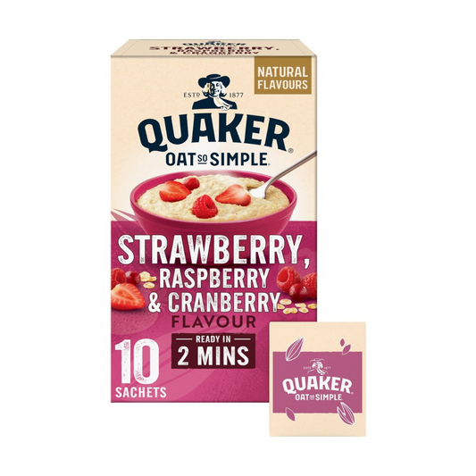 Quaker Oat So Simple Strawberry, Raspberry & Cranberry Porridge 10 Sachets 339g