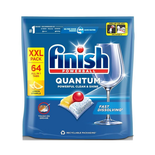 Finish Quantum All In One Lemon Sparkle Dishwasher 64 Tablets 665.6g