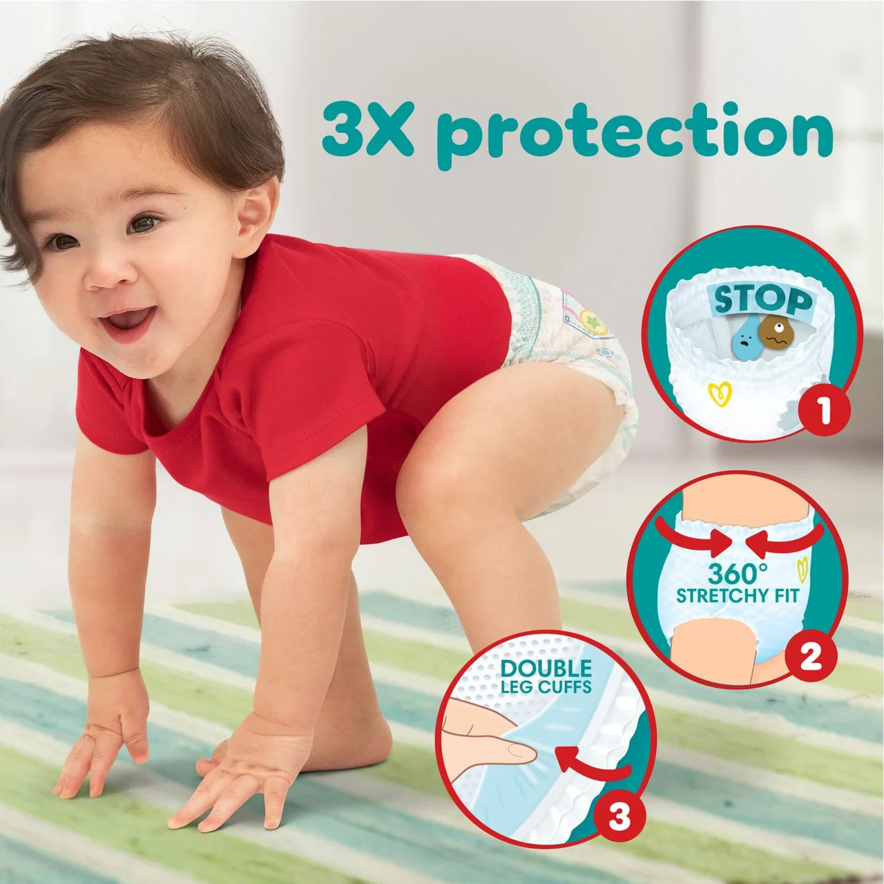 Pampers Premium Protection Nappy Pants Size 7, 40 Nappies, 15+ kg Jumbo+ Pack